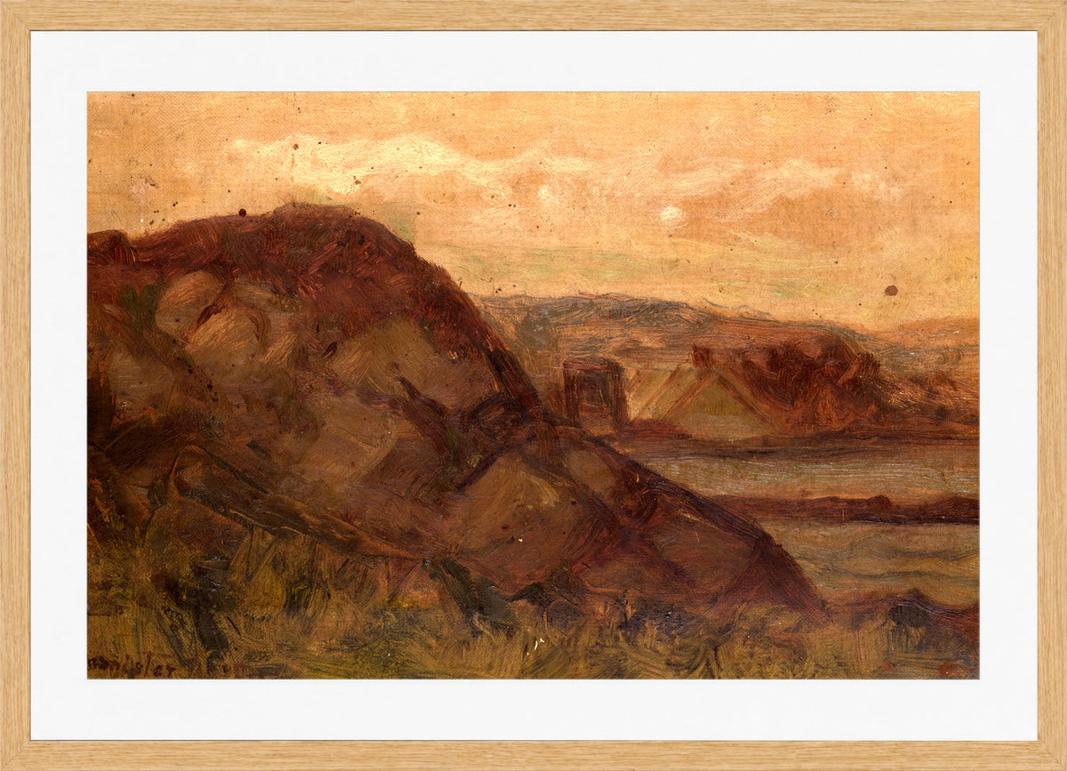 Edward Mitchell Bannister Print, Untitled (Landscape with Rocks) (1898) — oak frame
