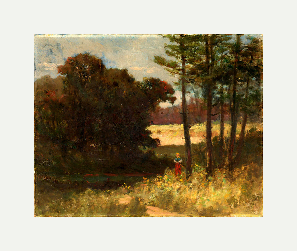 Edward Mitchell Bannister Print, Untitled (Trees and Woman) (1894) — rolled canvas