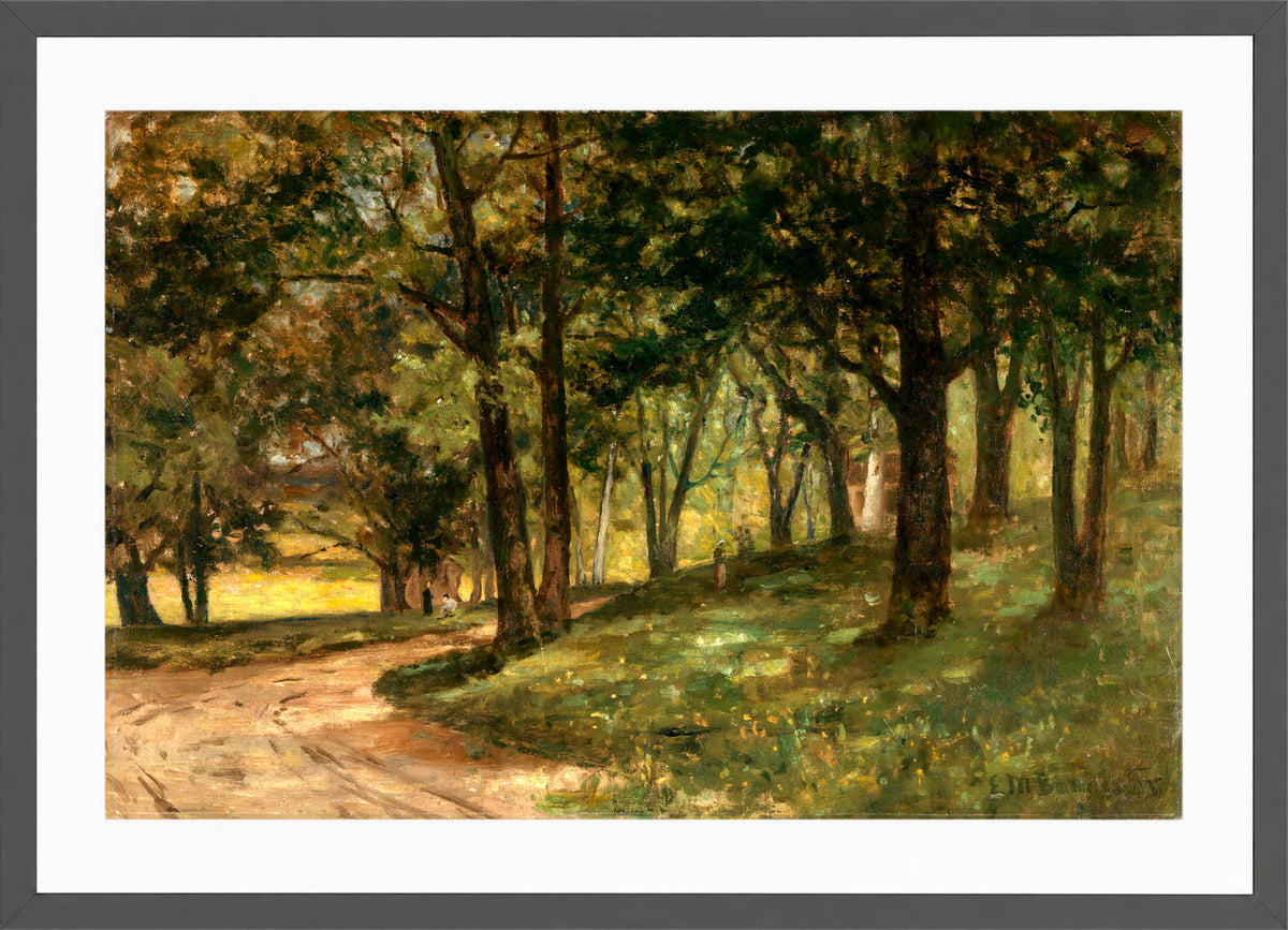 Edward Mitchell Bannister Print, Untitled (Landscape with Trees) — dark grey frame