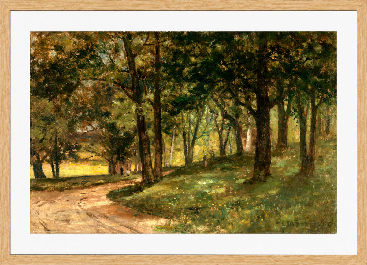 Edward Mitchell Bannister Print, Untitled (Landscape with Trees) — oak frame