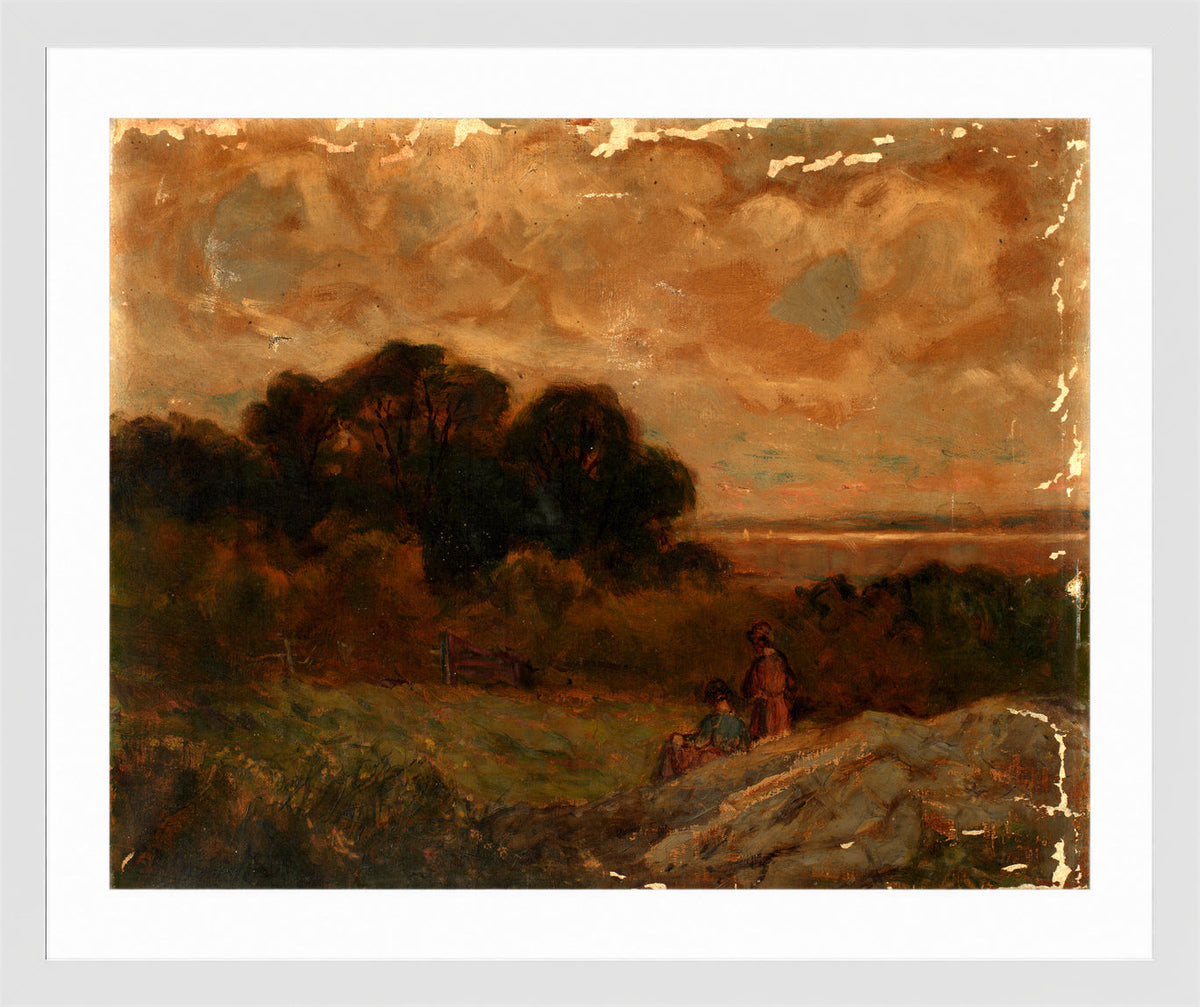 Edward Mitchell Bannister Print, Untitled (Two Women Reclining on Rocks) — white frame