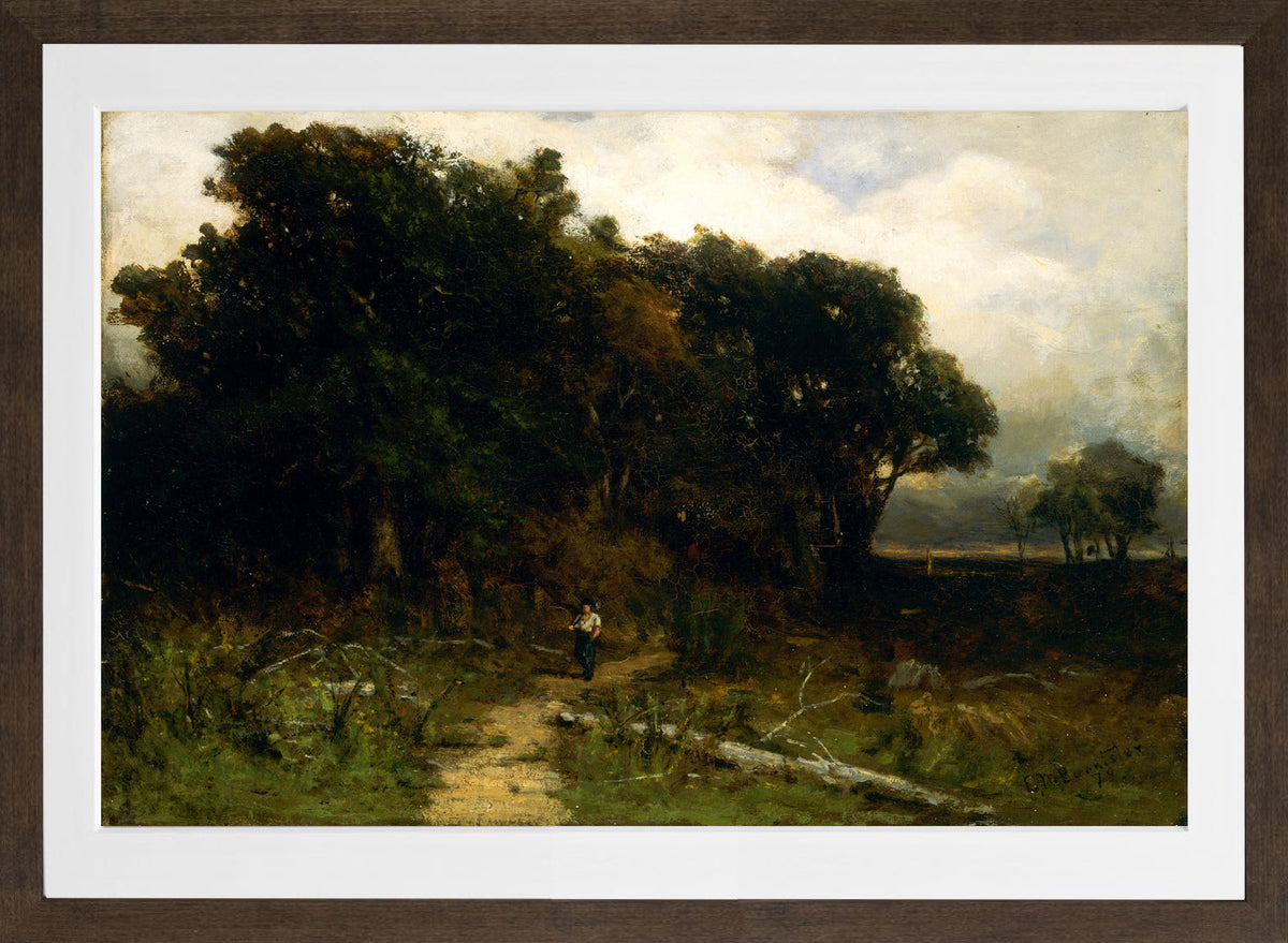Edward Mitchell Bannister Print, Untitled (Woodcutter on a Path) (1879) — brown frame