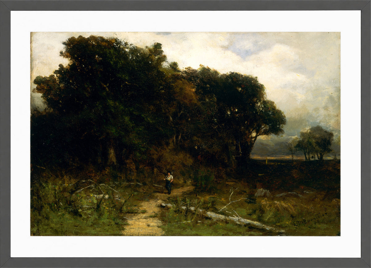Edward Mitchell Bannister Print, Untitled (Woodcutter on a Path) (1879) — dark grey frame