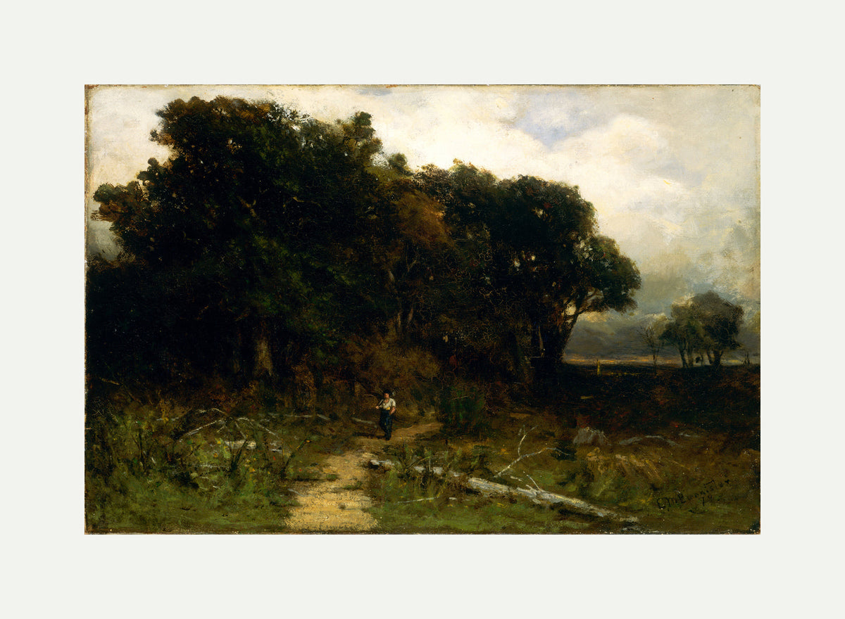 Edward Mitchell Bannister Print, Untitled (Woodcutter on a Path) (1879) — rolled canvas