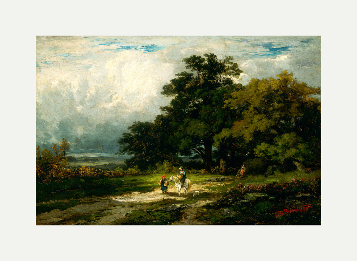 Edward Mitchell Bannister Print, Untitled (Rider, Woman and Dog) — rolled canvas