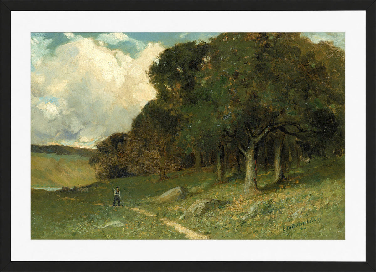 Edward Mitchell Bannister Print, Untitled (Man on a Woodland Path) (1882) — black frame