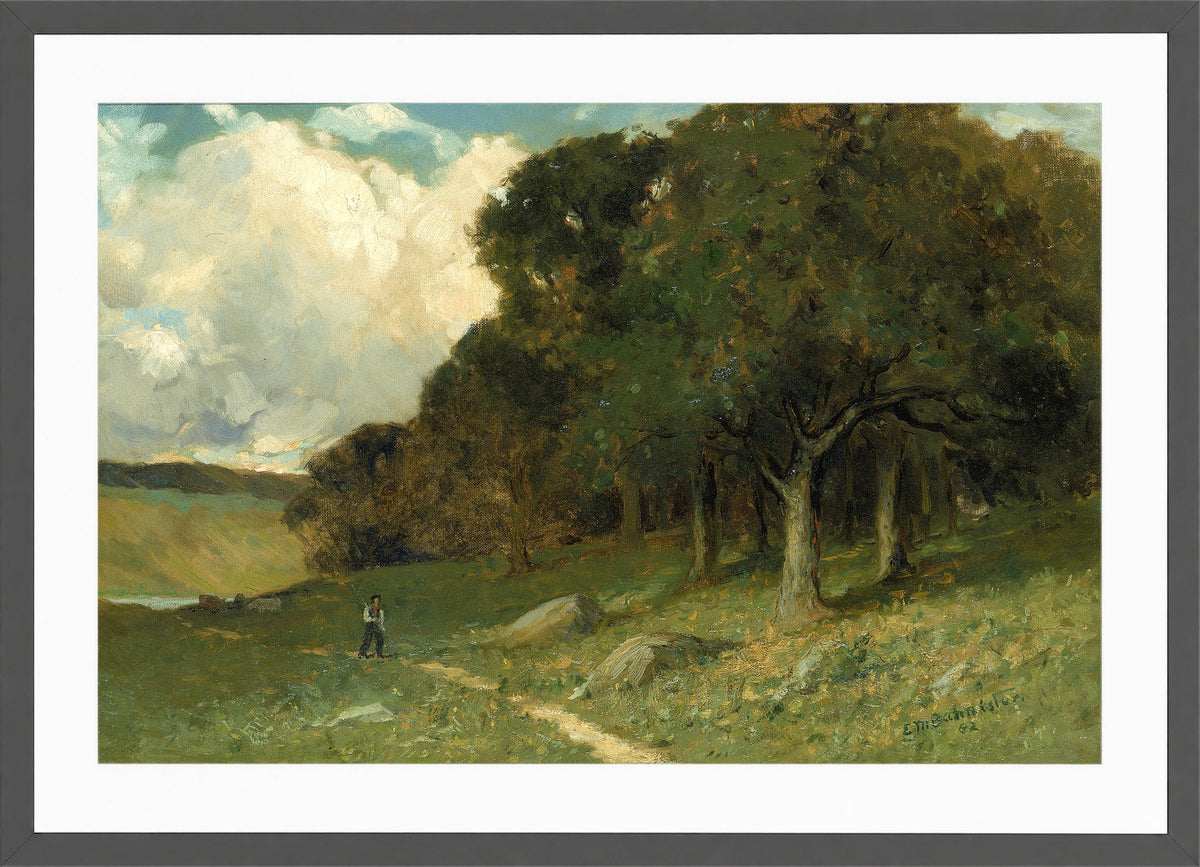 Edward Mitchell Bannister Print, Untitled (Man on a Woodland Path) (1882) — dark grey frame