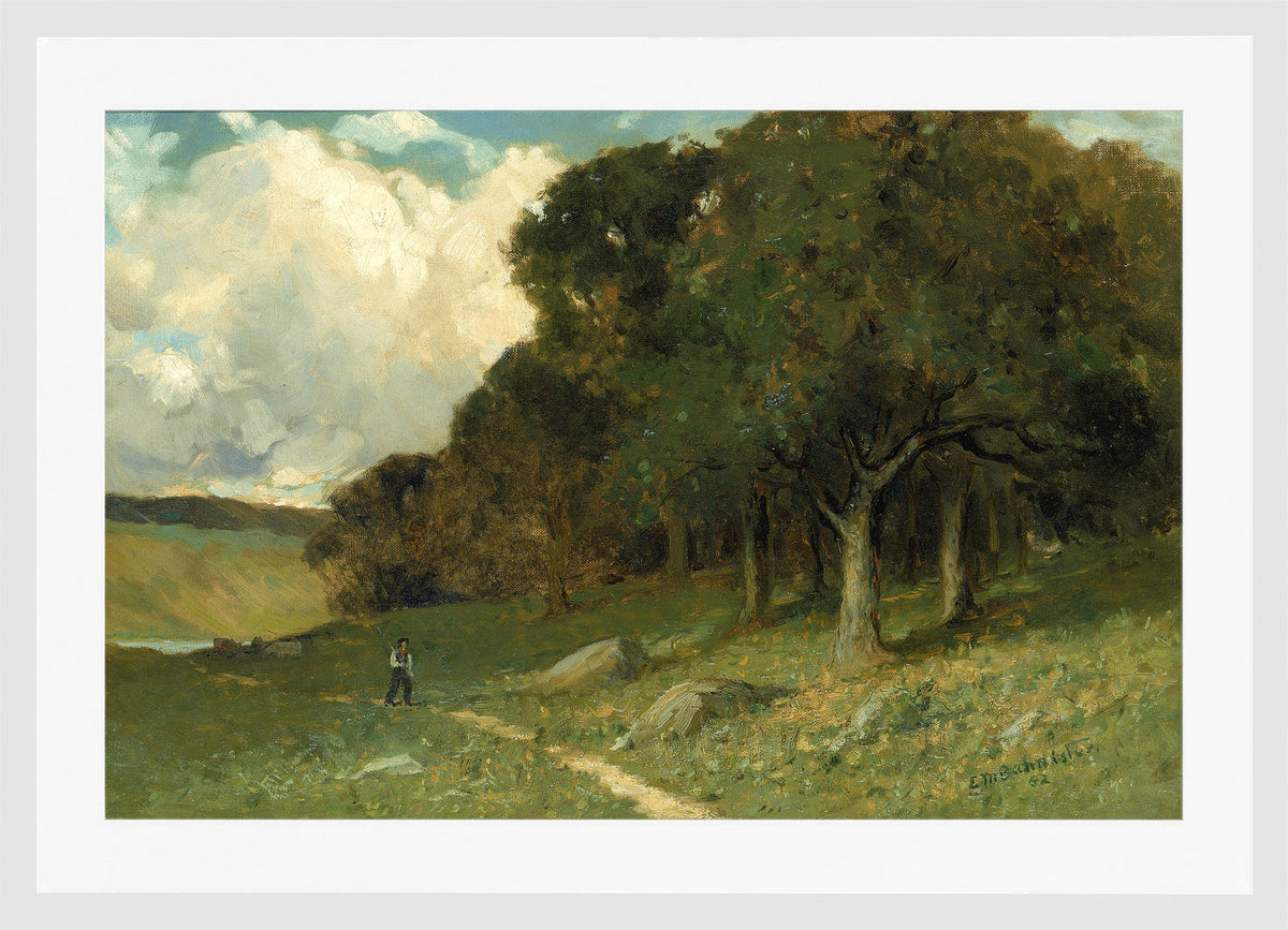 Edward Mitchell Bannister Print, Untitled (Man on a Woodland Path) (1882) — white frame