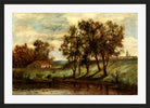 Edward Mitchell Bannister Print, Untitled (Man and Cows near a Pond) — black frame