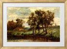 Edward Mitchell Bannister Print, Untitled (Man and Cows near a Pond) — gold frame
