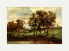 Edward Mitchell Bannister Print, Untitled (Man and Cows near a Pond) — rolled canvas