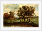 Edward Mitchell Bannister Print, Untitled (Man and Cows near a Pond) — white frame