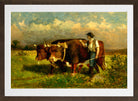 Edward Mitchell Bannister Print, Untitled (Man with Two Oxen) (1869) — brown frame