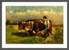 Edward Mitchell Bannister Print, Untitled (Man with Two Oxen) (1869) — dark grey frame