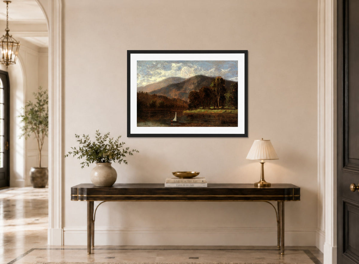 Edward Mitchell Bannister Print, Untitled (Sailboat in a River) (1876) — hallway