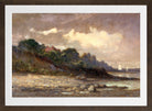 Edward Mitchell Bannister Print, Untitled (Shoreline with Sailboats and Roof) — brown frame