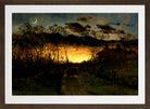 Edward Mitchell Bannister Print, Untitled (Sunset, Moon and Farmhouse) (1883) — brown frame