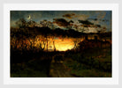 Edward Mitchell Bannister Print, Untitled (Sunset, Moon and Farmhouse) (1883) — white frame