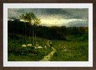 Edward Mitchell Bannister Print, Woman Walking down Path (1882) — brown frame