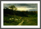 Edward Mitchell Bannister Print, Woman Walking down Path (1882) — dark grey frame