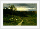 Edward Mitchell Bannister Print, Woman Walking down Path (1882) — white frame