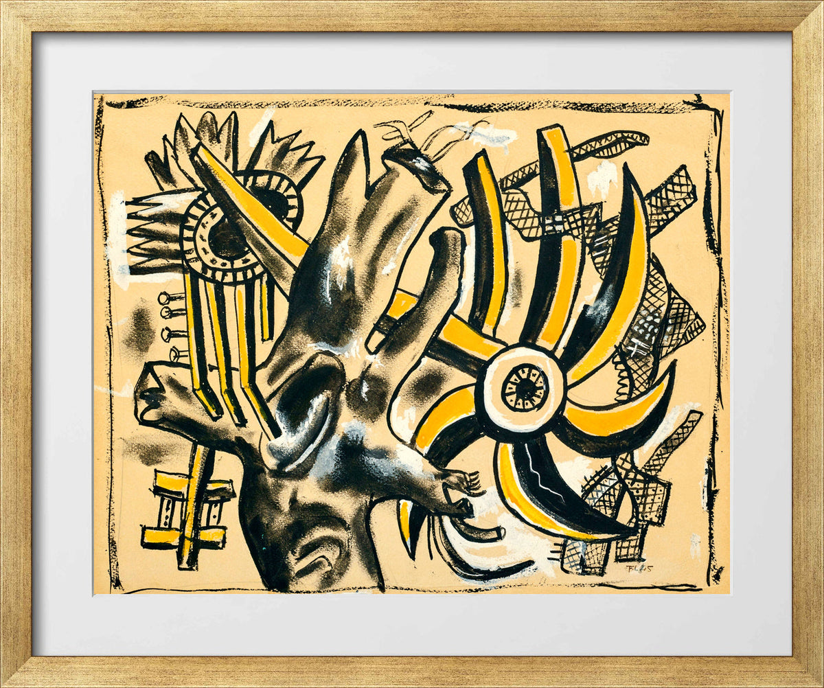 Fernand Léger, Arbre et fleur — gold frame