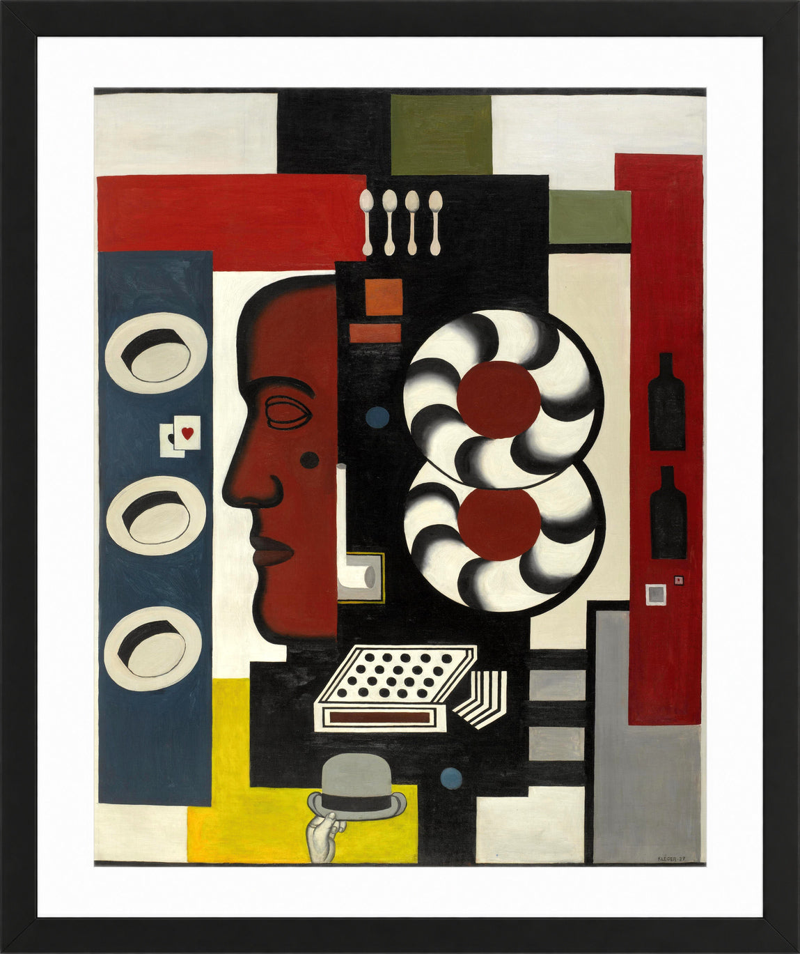 Fernand Léger, Composition à la main et aux chapeaux — black frame