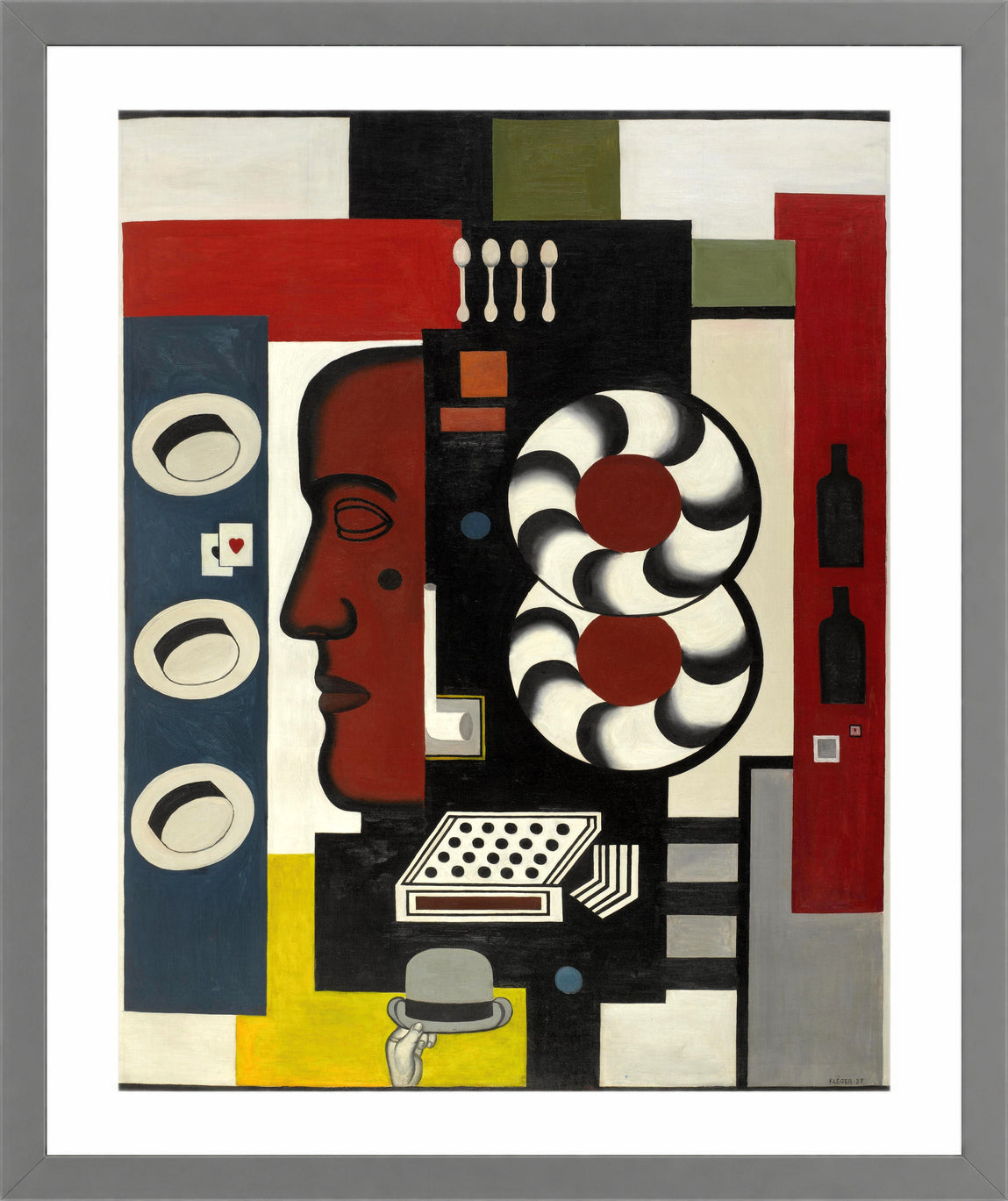 Fernand Léger, Composition à la main et aux chapeaux — light grey frame