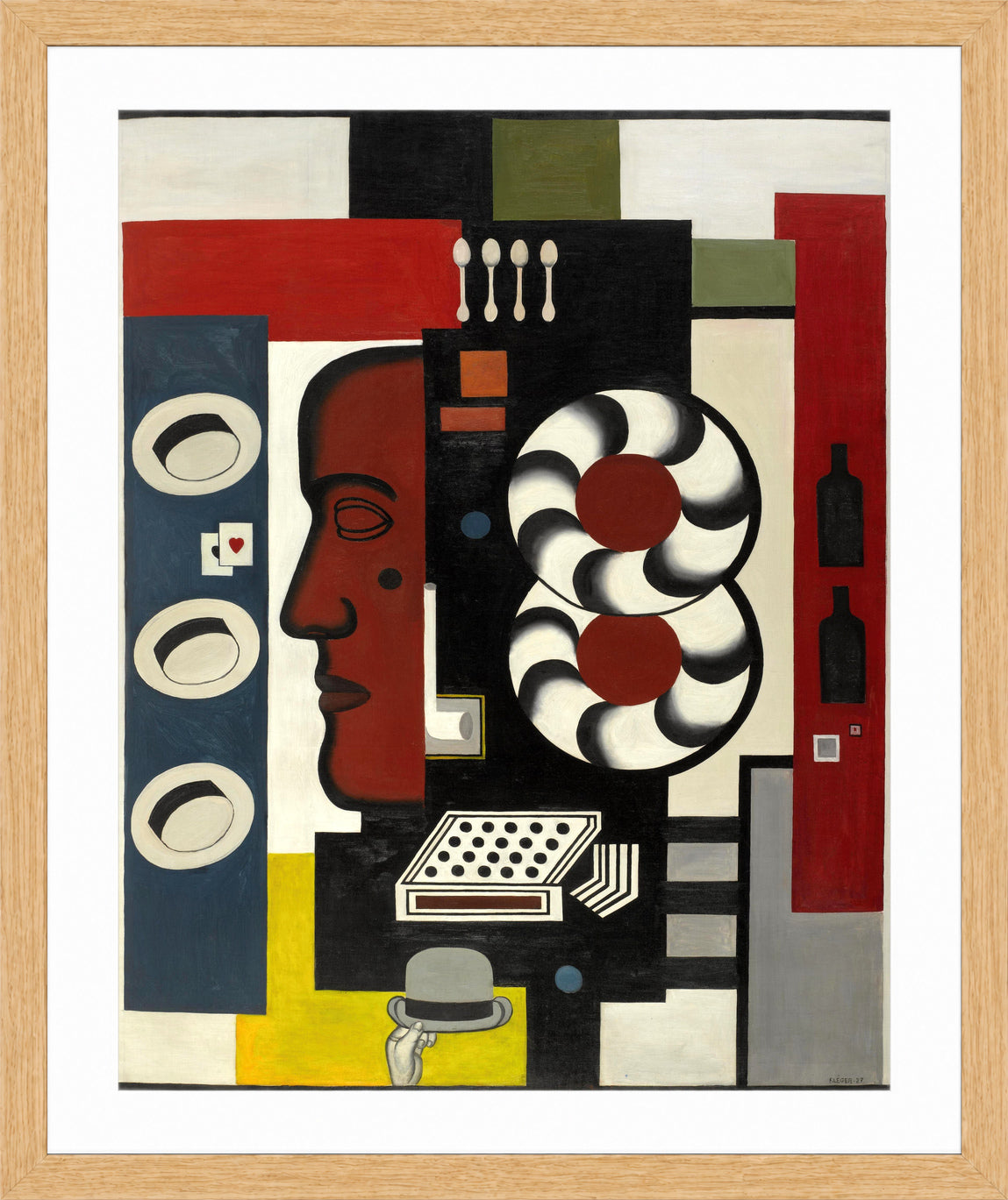 Fernand Léger, Composition à la main et aux chapeaux — oak frame