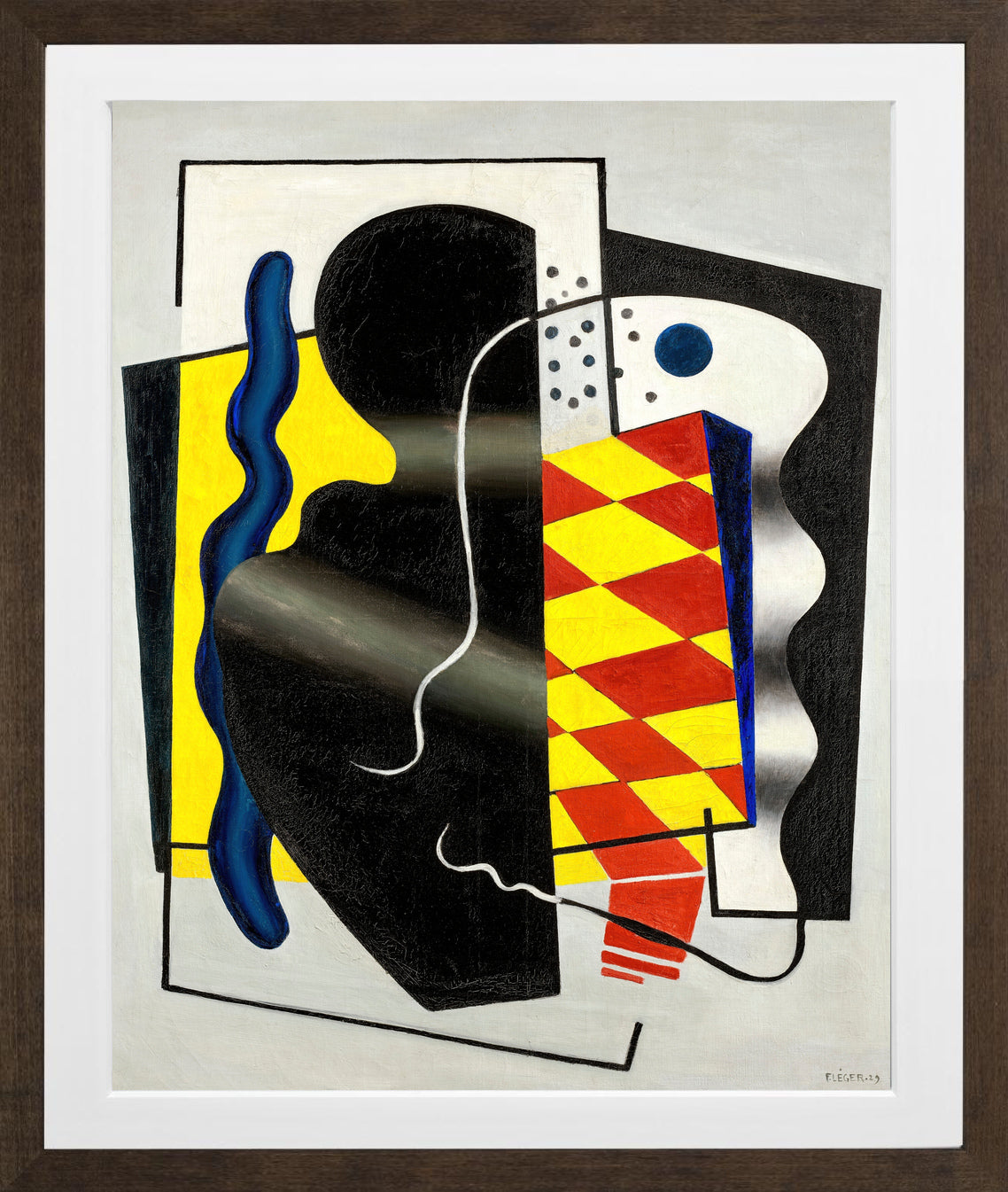 Fernand Léger, Composition au damier (Composition jaune et noir) — brown frame
