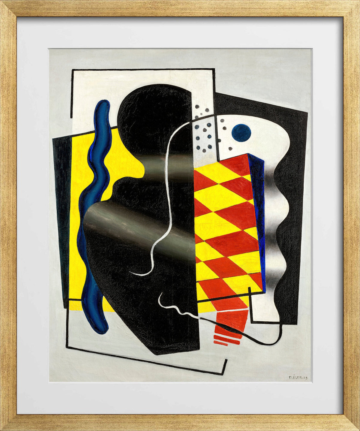 Fernand Léger, Composition au damier (Composition jaune et noir) — gold frame