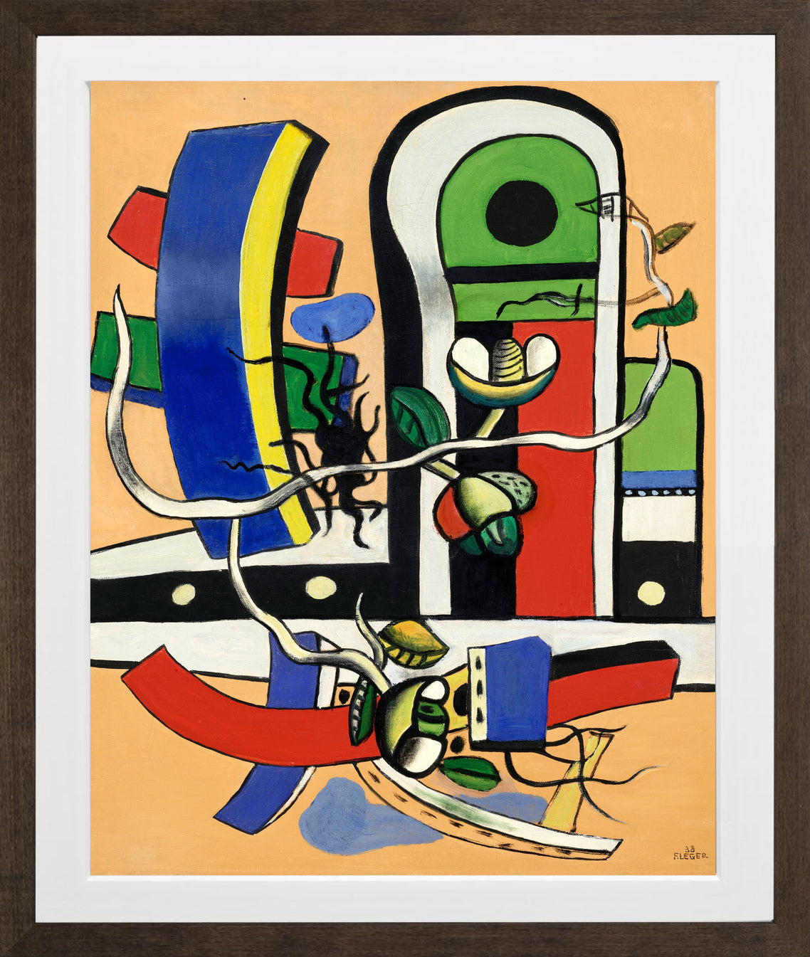 Fernand Léger, Composition aux trois fleurs — brown frame
