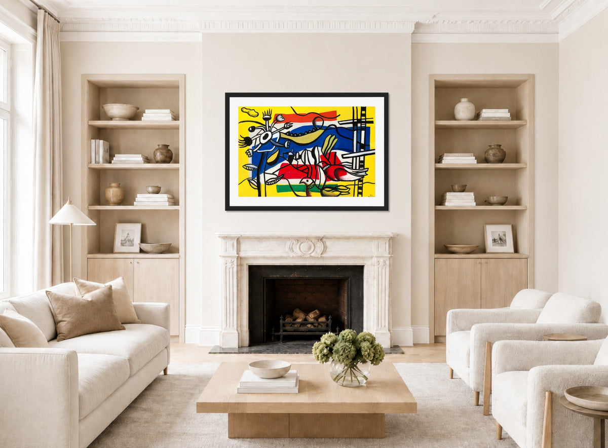 Fernand Léger, Deux oiseaux et une fleur — living room roomset