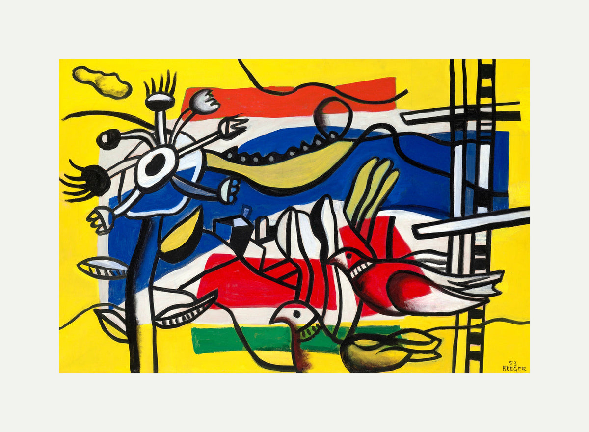 Fernand Léger, Deux oiseaux et une fleur — rolled canvas