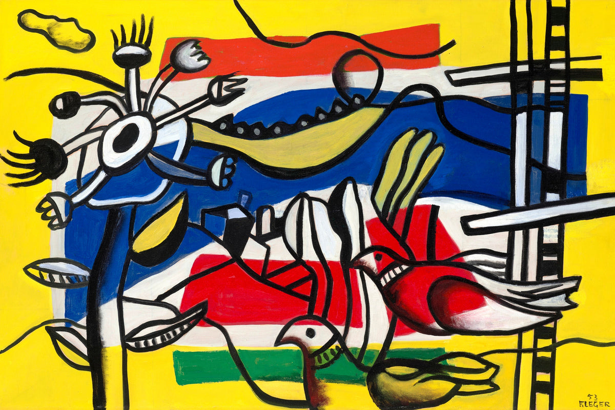 Fernand Léger, Deux oiseaux et une fleur — unframed