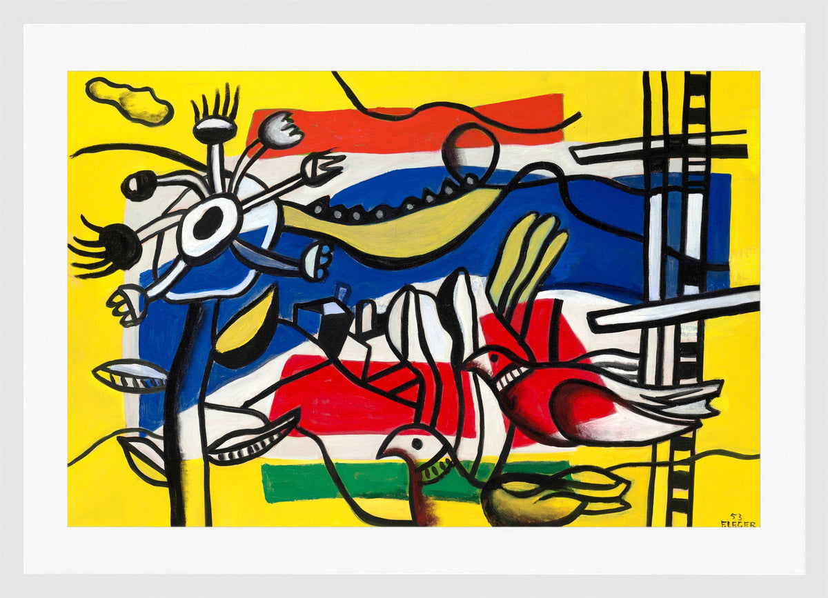 Fernand Léger, Deux oiseaux et une fleur — white frame