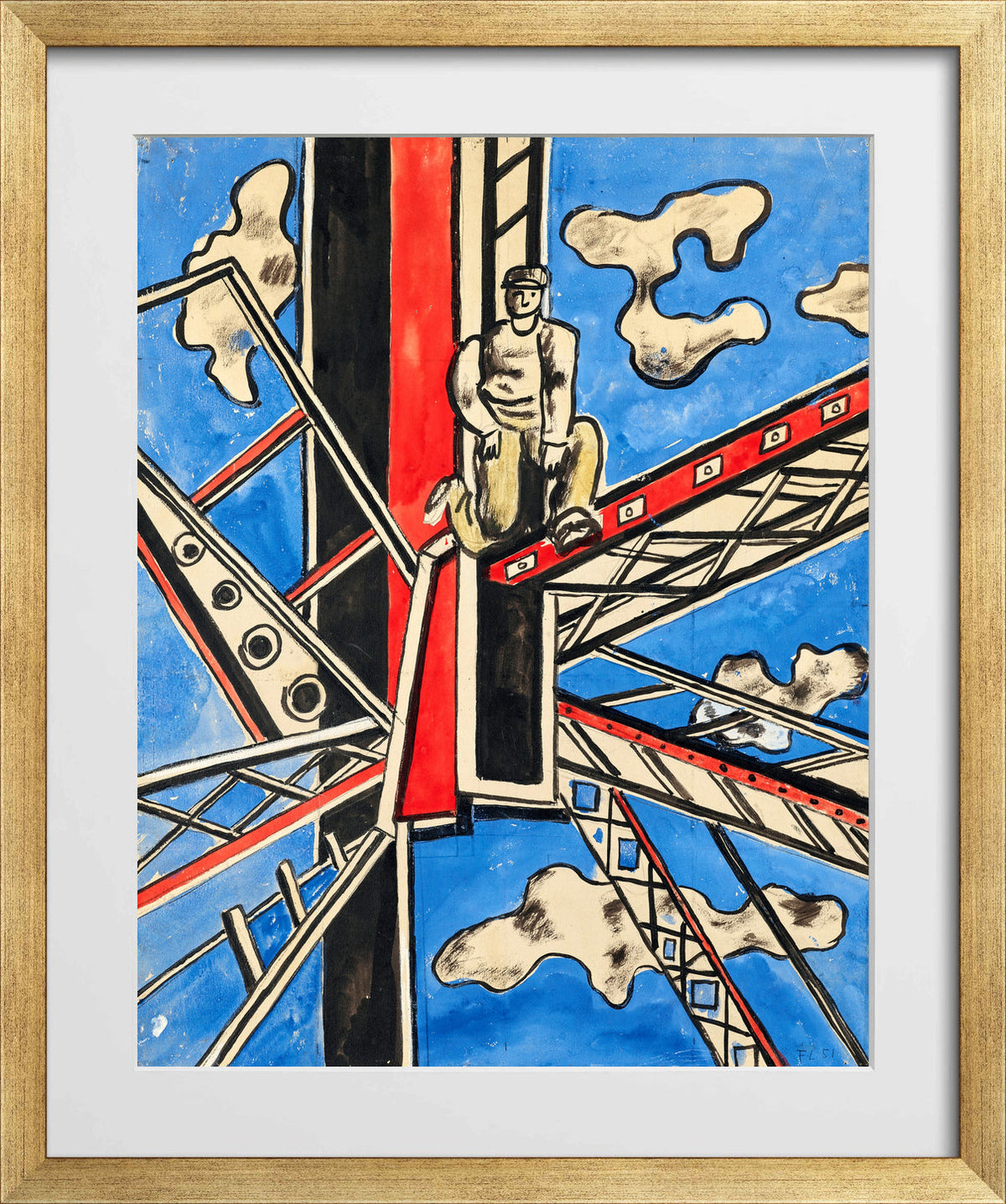 Fernand Léger, Étude pour ‘Les Constructeurs’ — gold frame