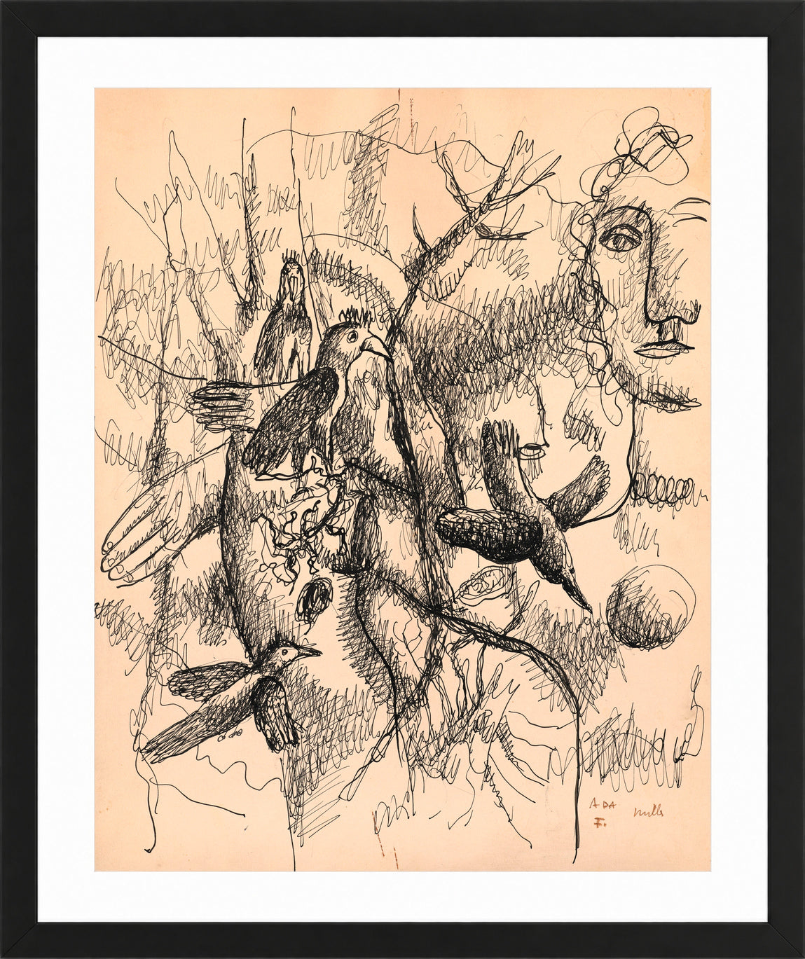 Fernand Léger, Femme et oiseaux — black frame