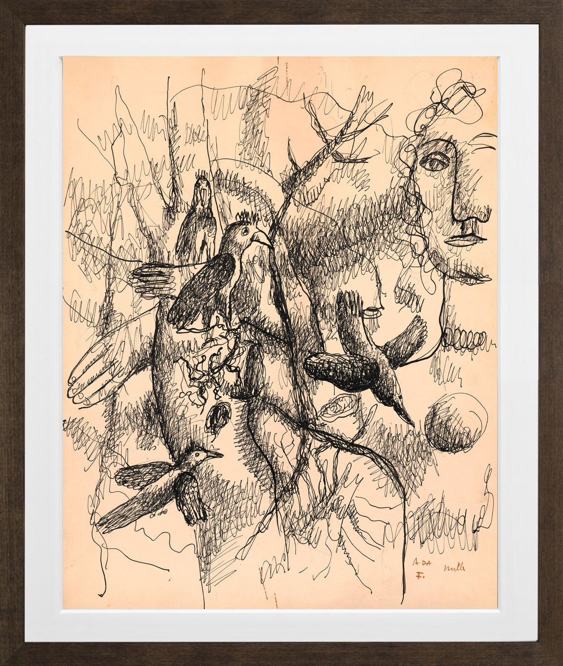 Fernand Léger, Femme et oiseaux — brown frame