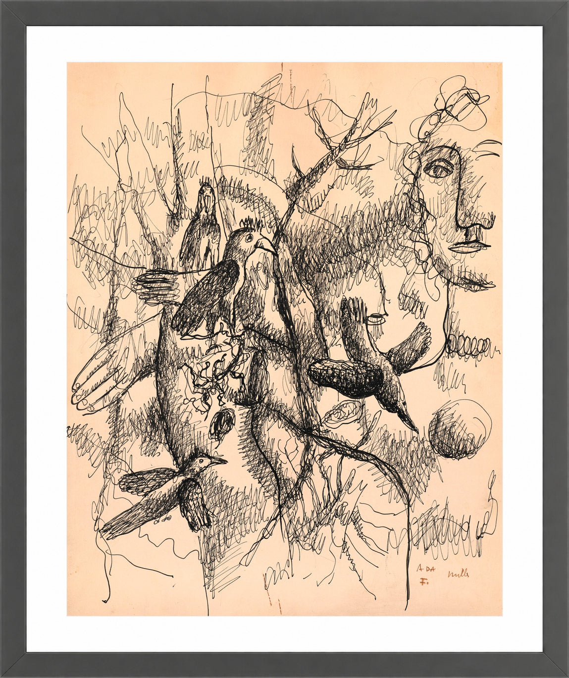 Fernand Léger, Femme et oiseaux — dark grey frame