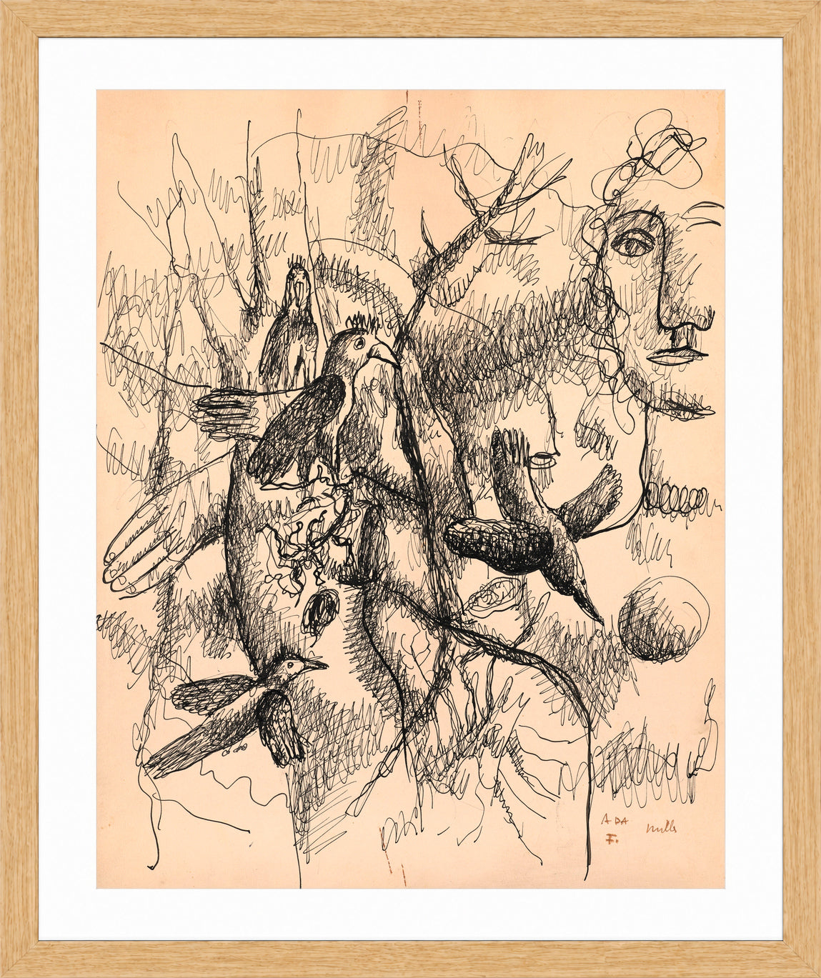 Fernand Léger, Femme et oiseaux — oak frame