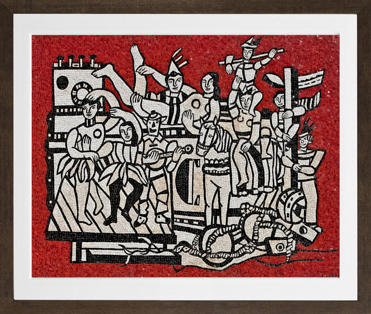 Fernand Leger Print, Grand parade with red background in a brown frame
