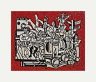 Fernand Leger Print, Grand parade with red background with an off-white border for rolled canvas