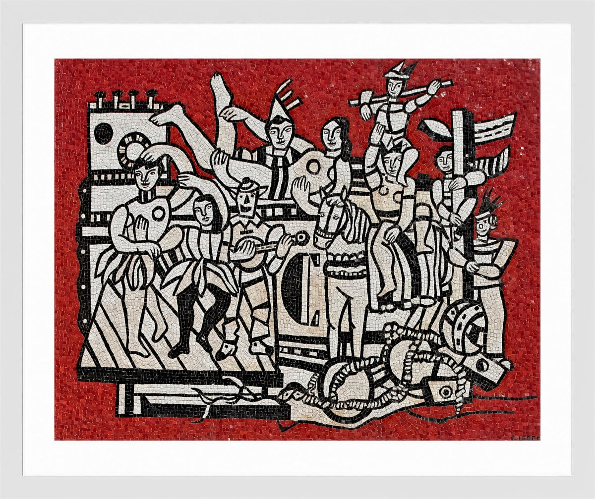 Fernand Leger Print, Grand parade with red background in a white frame