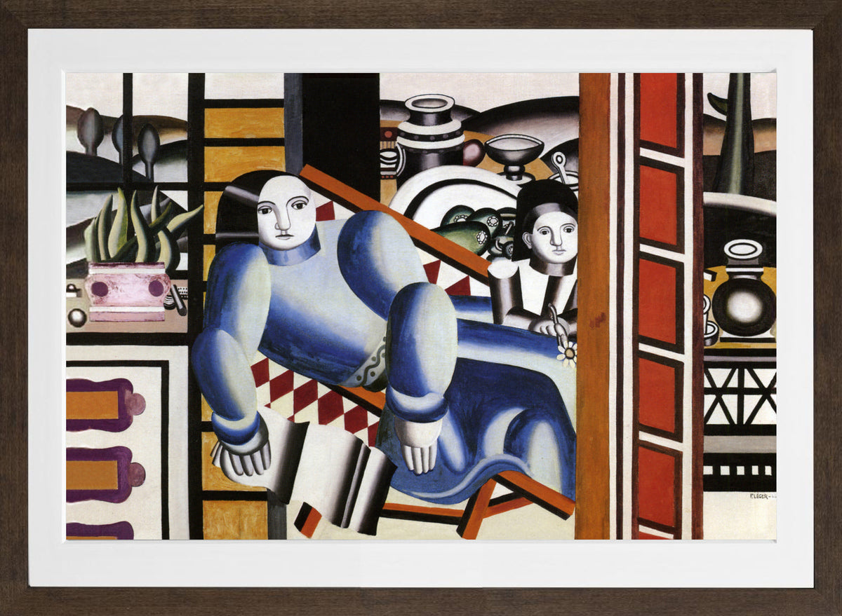 Fernand Leger Print, La femme et l'enfant (Mother and Child) in a brown frame