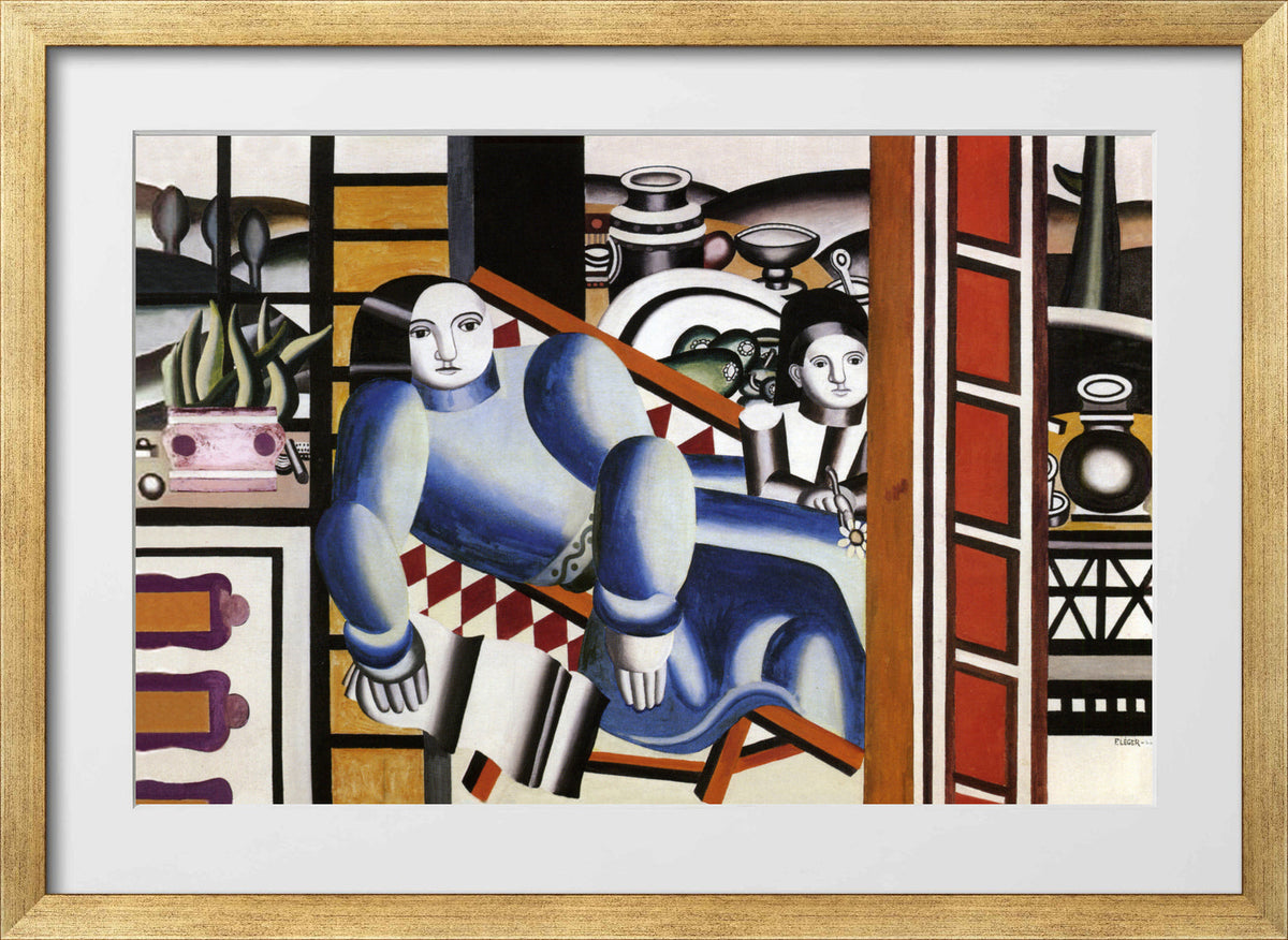 Fernand Leger Print, La femme et l'enfant (Mother and Child) in a gold frame