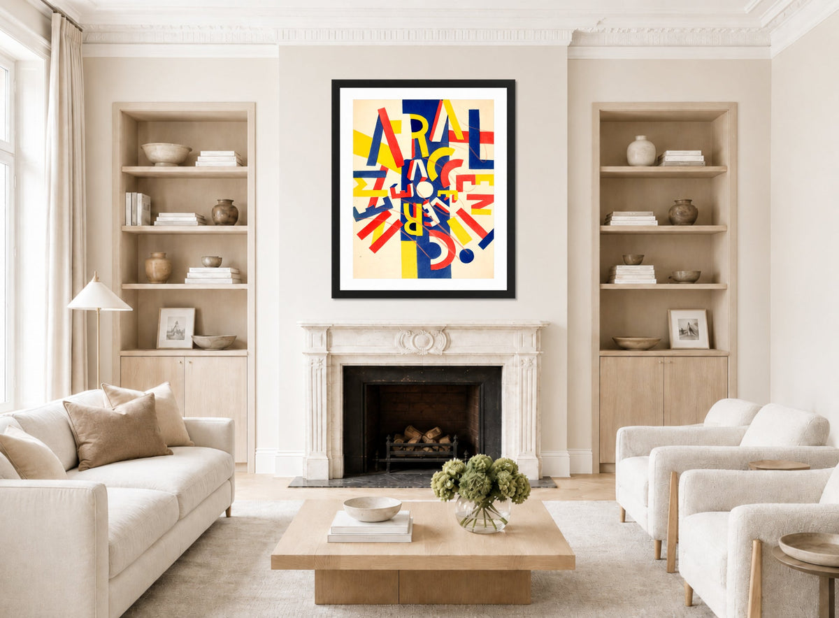 Fernand Léger, La Fin du monde — Coloured Letter Composition — living room roomset