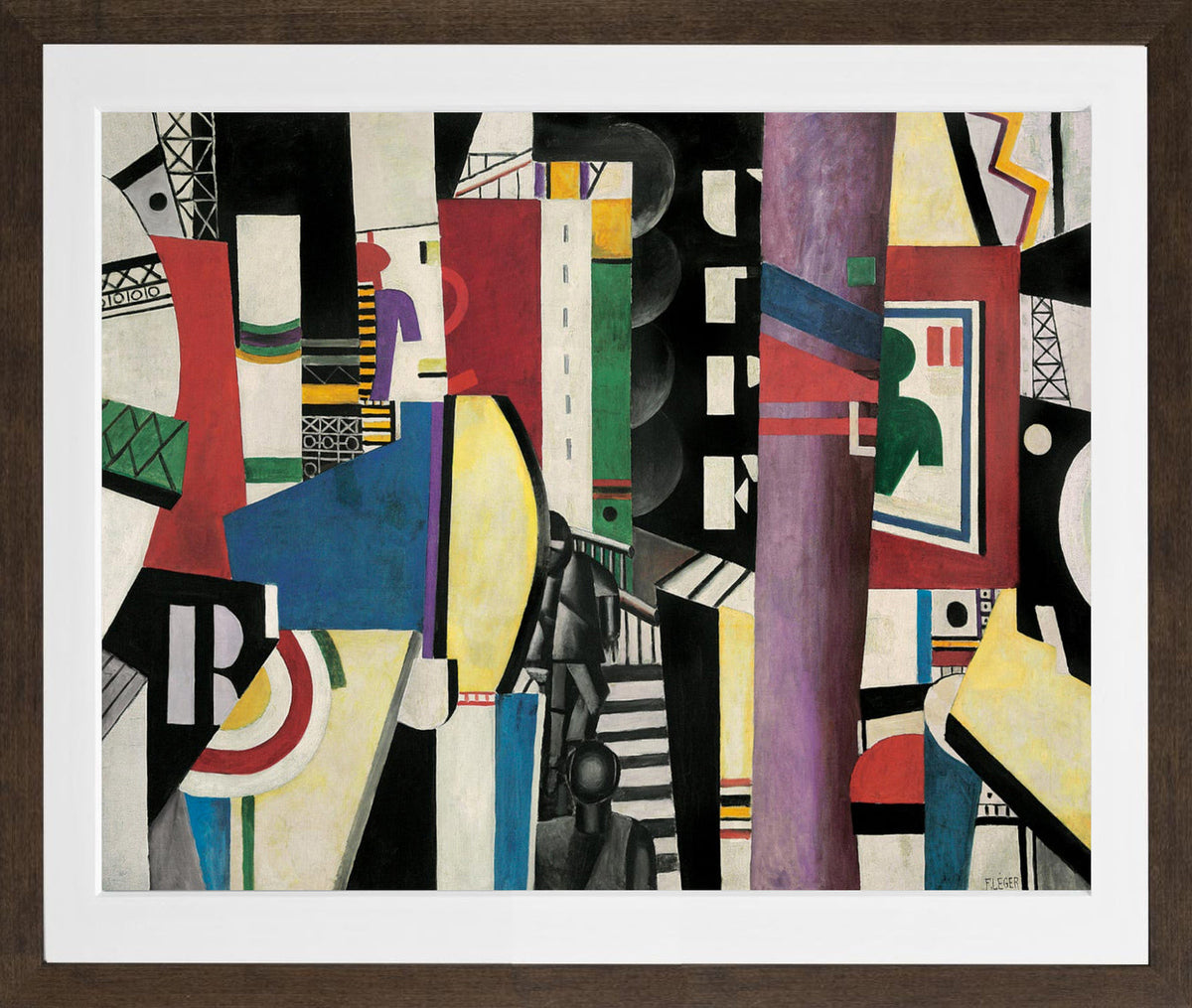 Fernand Leger Print, La Ville (The City) in a brown frame