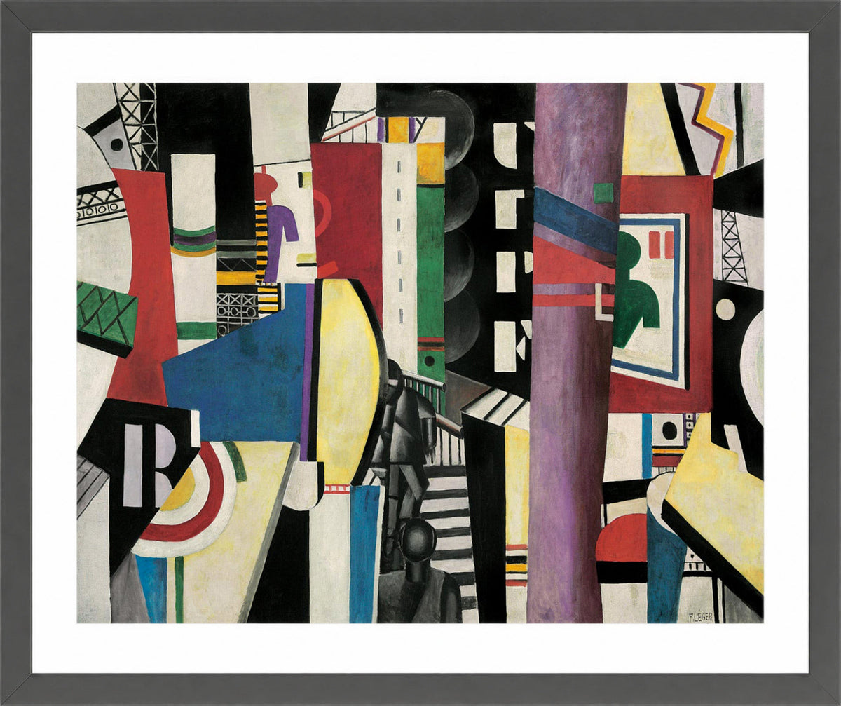 Fernand Leger Print, La Ville (The City) in a dark grey frame