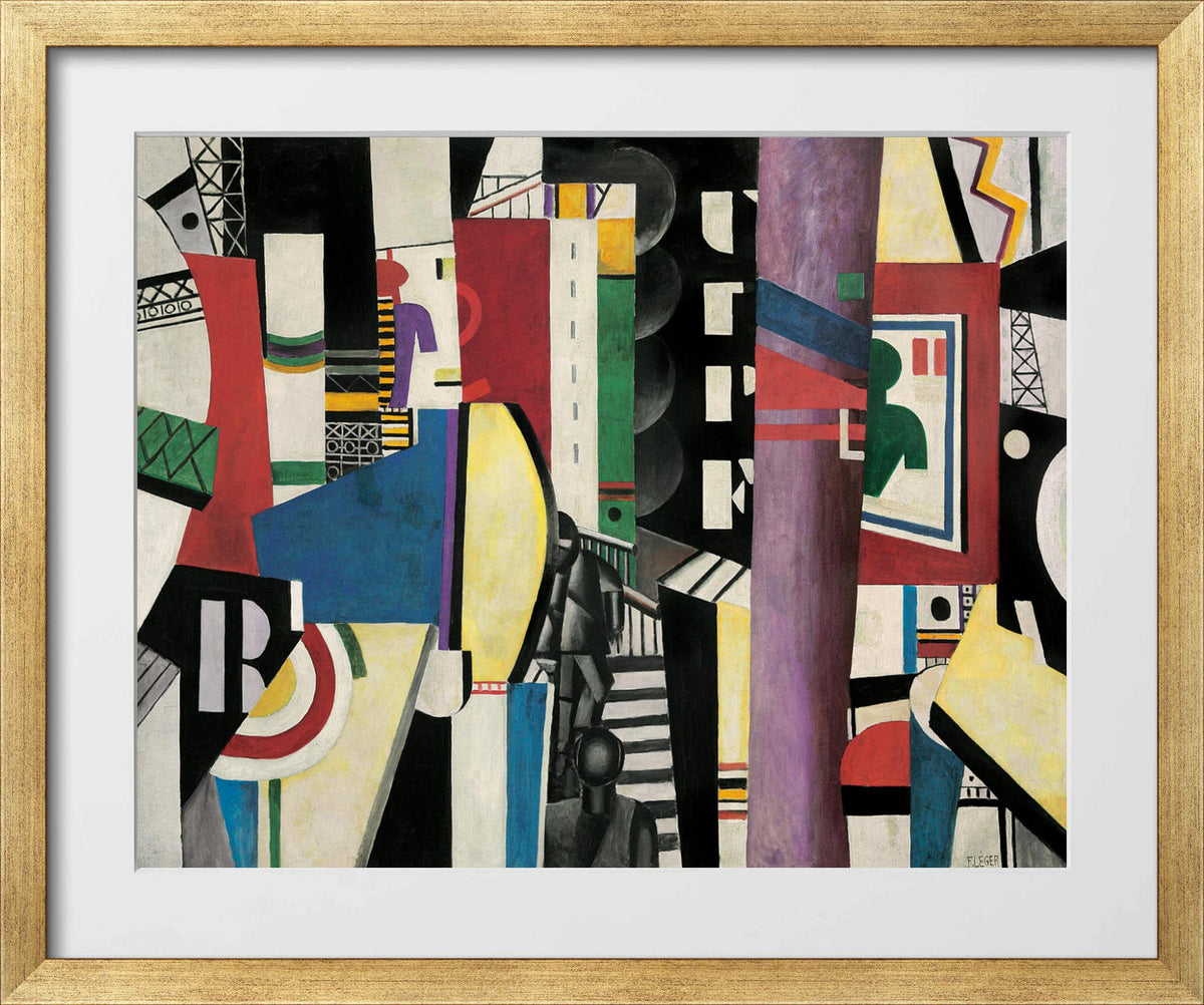 Fernand Leger Print, La Ville (The City) in a gold frame